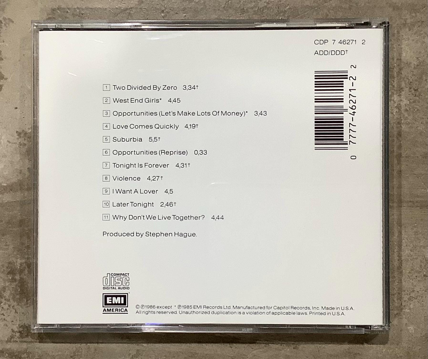 Pet Shop Boys - Please / 1986 EMI America and Parlophone