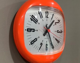 ヴィンテージ SHG ドイツ スペースエイジ オレンジ 吊り下げ壁掛け時計