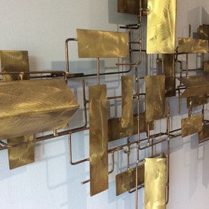 Vintage John Bergasse Brutalist Metal Wall Sculpture