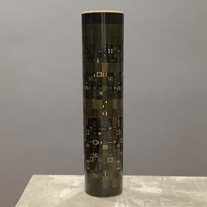 Vintage Hans Theo Baumann Rosenthal Gold and Black Porcelain Geometric Tall Vase