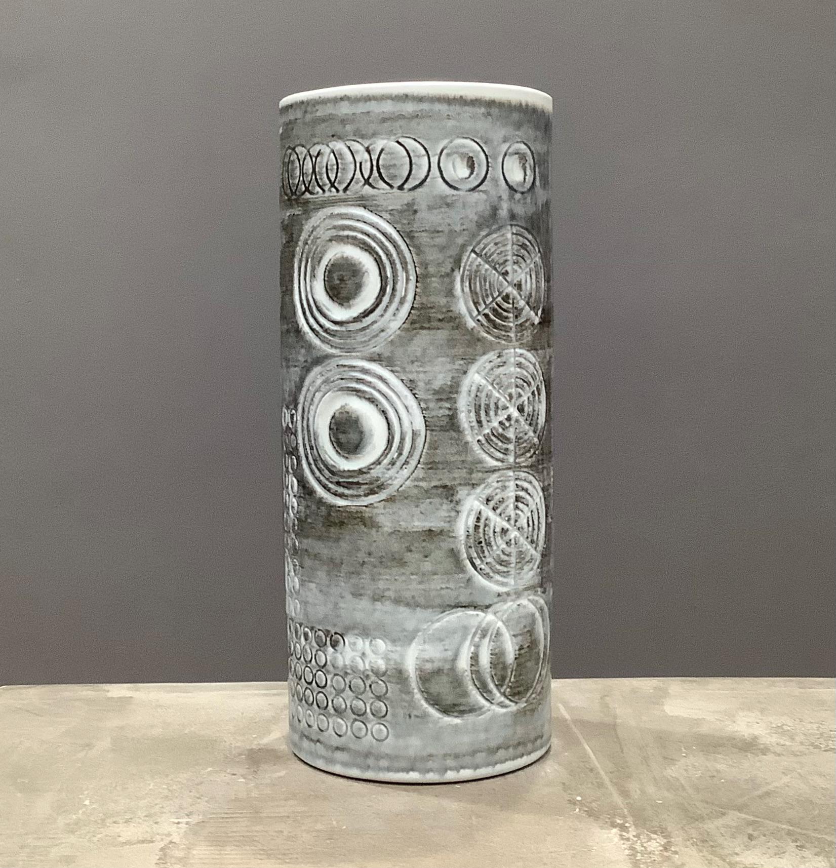 Vintage Rörstrand Sweden Grey Sarek Vase Designed by Olle Alberius