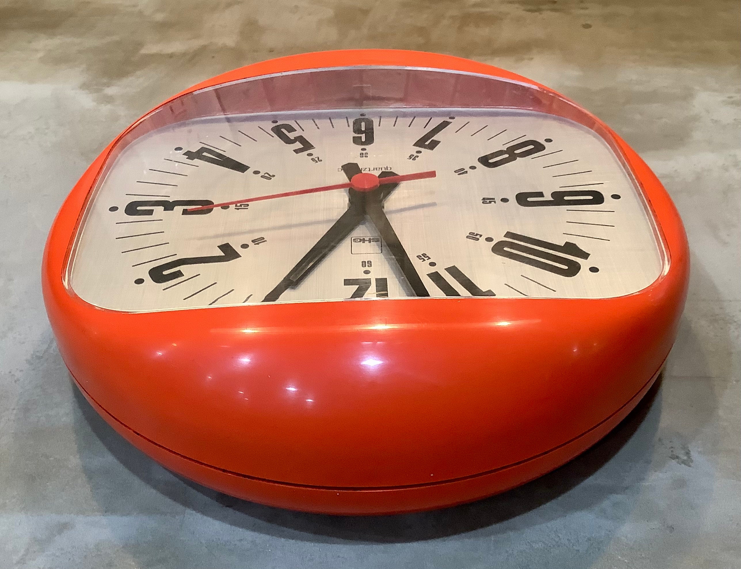 ヴィンテージ SHG ドイツ スペースエイジ オレンジ 吊り下げ壁掛け時計