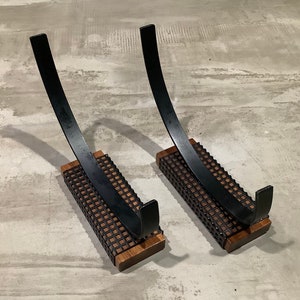 Pair of Modernist Wall Mounted Teak and Metal Coat Rack / Hat Hanger / Wall Hook
