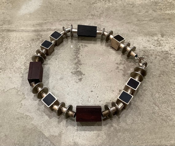 Gerald Stinn Cube Bracelet / Sterling Silver / Eb… - image 6