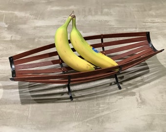 Mid Century Teak and Metal Fruit Basket Bowl