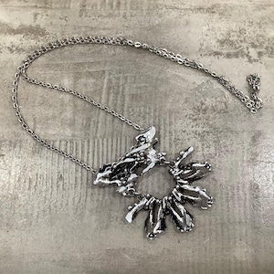Vintage Tapani Vanhatalo Finland Modernist Pewter Pendant Necklace