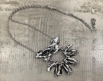 Vintage Tapani Vanhatalo Finland Modernist Pewter Pendant Necklace