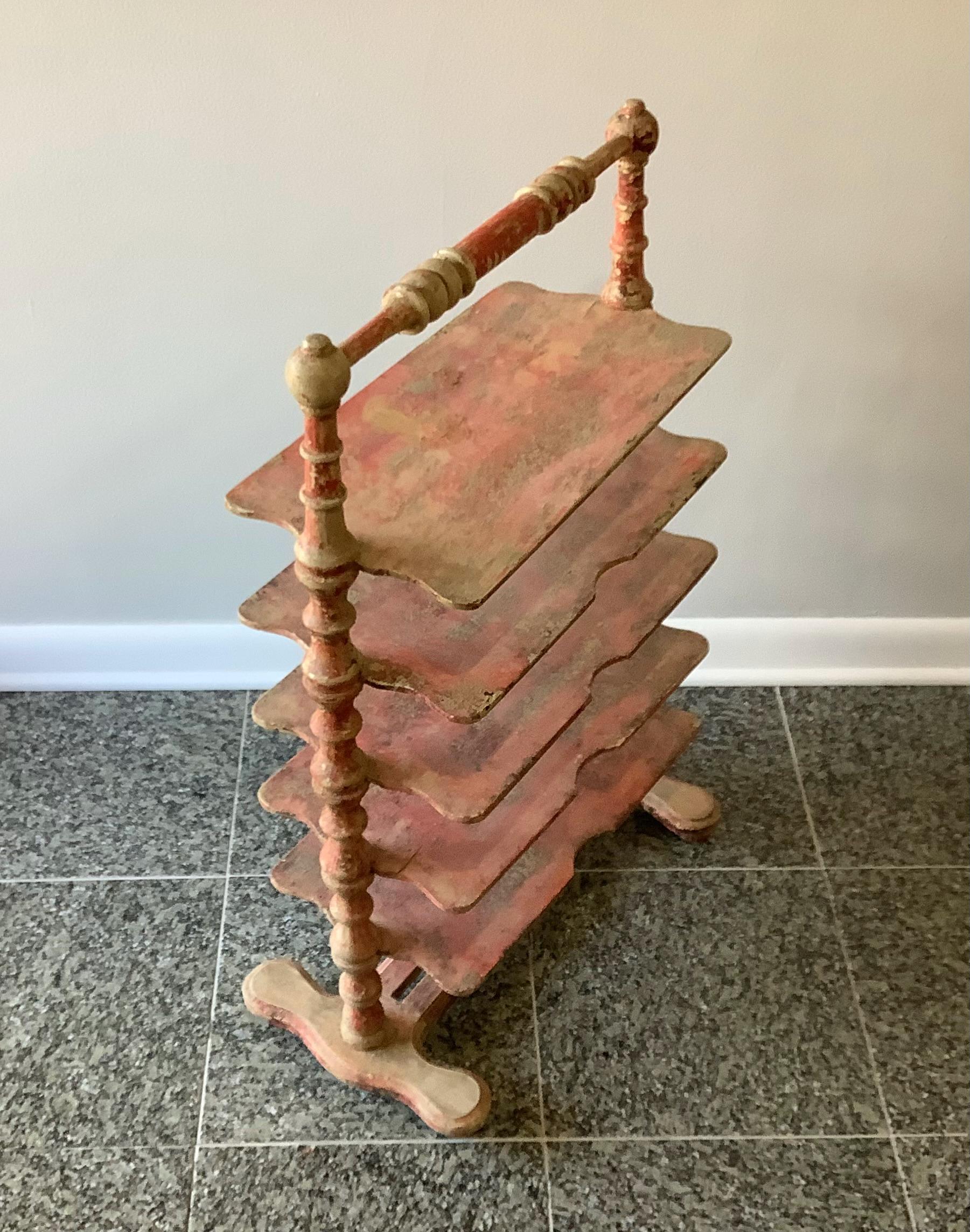 Antique French Bakery Wood Bakery Spool Shelf Rack Shelving Stand