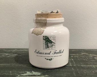 Edmond Fallot Stoneware Mustard Crock Jar "Moutardier a Beaune Depuis 1840" France