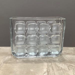 Vintage Czech Sklo Union Frosted Lens Glass Vase Designed by Frantisek Vizner