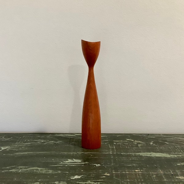 Vintage Denmark Teak Tulip Candleholder