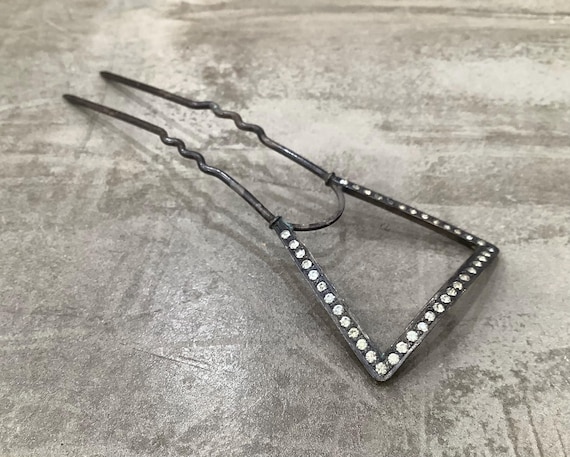 Antique Rhinestone Hair Stick / Art Deco Diamanté Hair Pin