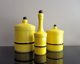 Dr Ermete Agostinelli Italy Vanity / Lidded Jar Set - Yellow and Black