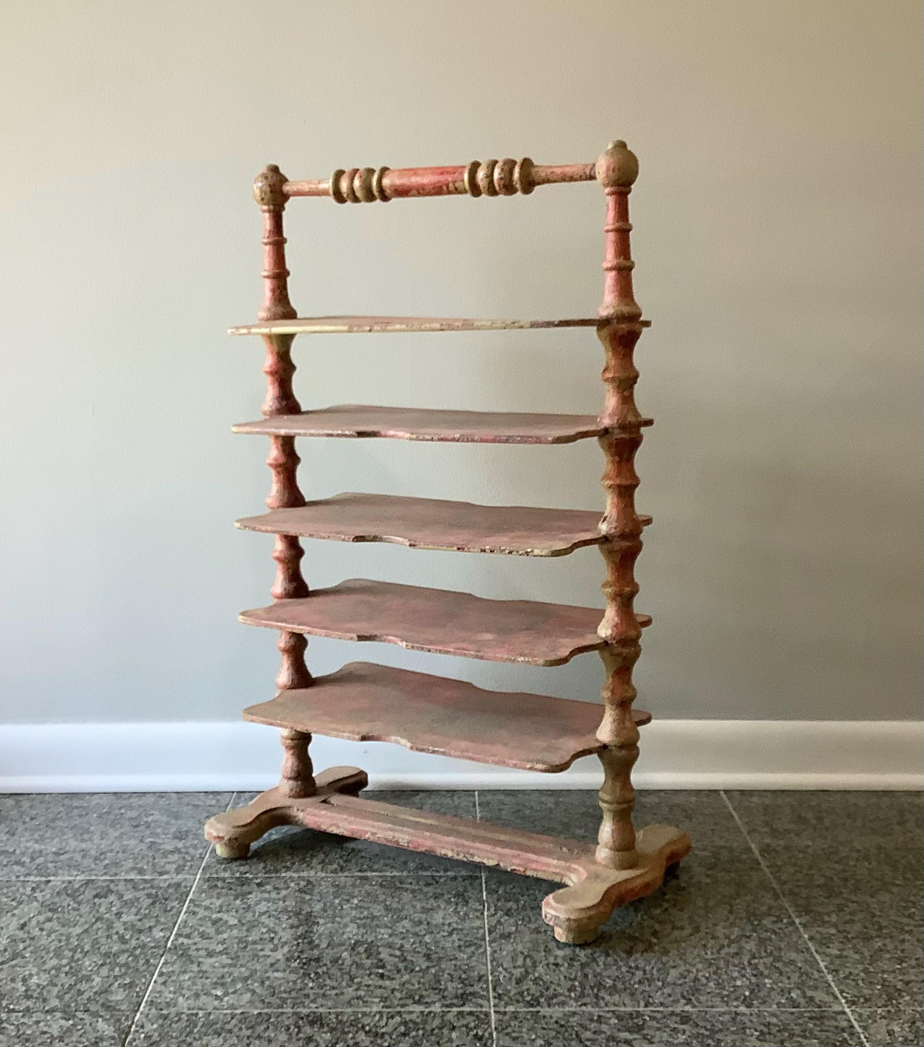 フランス アンティーク Bakery Shelf テーブル シェルフ 棚 Antique French Bakery Wood Bakery Spool Shelf Rack Shelving Stand