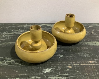 Vintage Studio Pottery Candle Holders (set of 2)