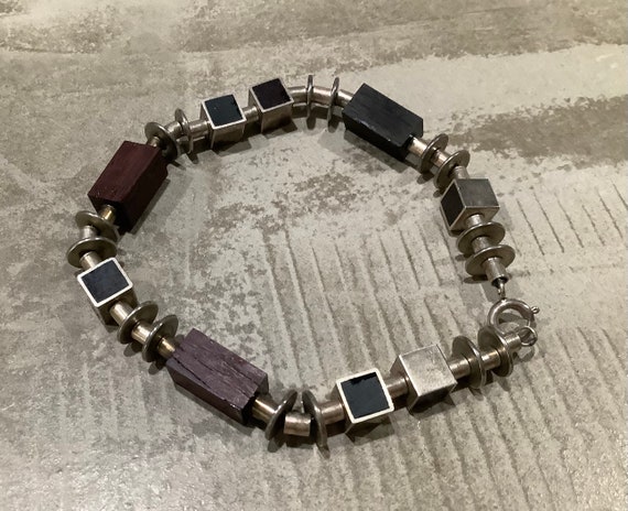 Gerald Stinn Cube Bracelet / Sterling Silver / Eb… - image 3