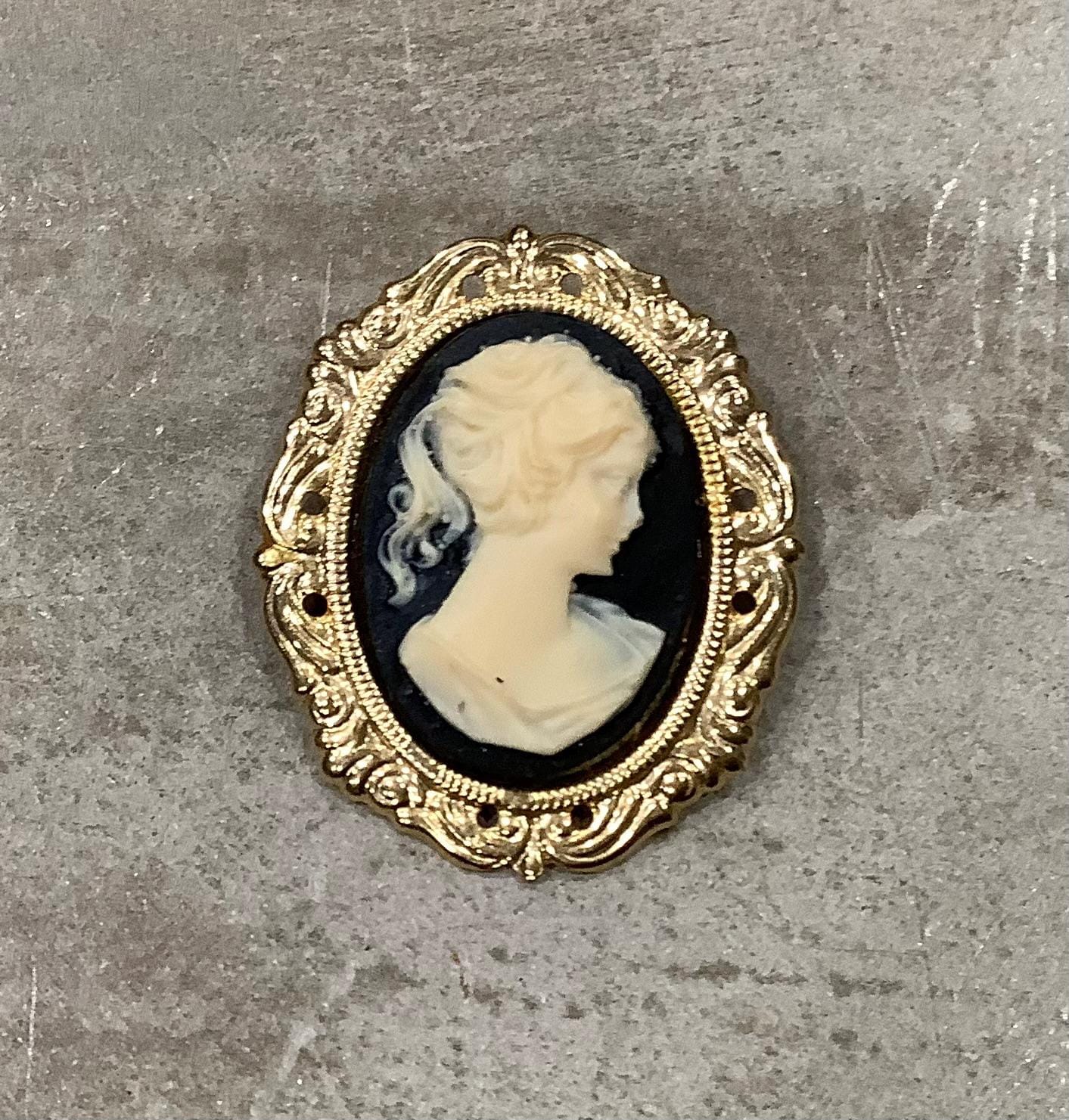 Antique Victorian Lady Black Shell Cameo Brooch Pin - Etsy