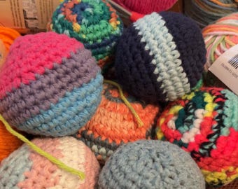 Crochet Hacky Sack footbag, sensory fidget toy, juggling balls **100% biodegradable**