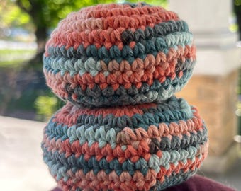 Crochet Hacky Sack footbag, sensory fidget toy, juggling balls **100% biodegradable**