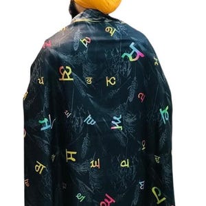 Punjabi Painti Gurmukhi Alphabet Punjab Map Lohi Shawl Wool Unisex Black Grey ST