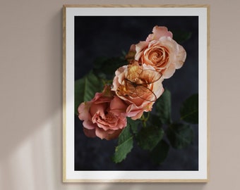 romantic bedroom art, pink rose art print, girly wall decor, floral nursey decor, above bed decor, girls room decor, girly home decor,