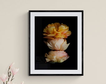 orange botanical print, floral art for girls, bedroom botanical art, floral nursery art, wall decor for living room