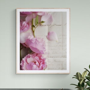 rose wall art, botanical art print, rose bedroom,  romantic art print, girls room decor, floral living room decor, romantic girly decor