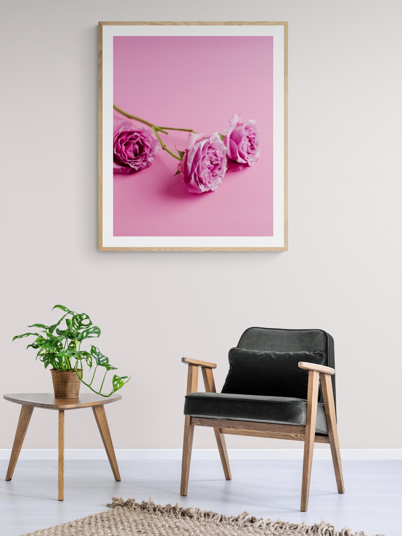 Colorful wall art pink wall decor bright floral decor girls Etsy