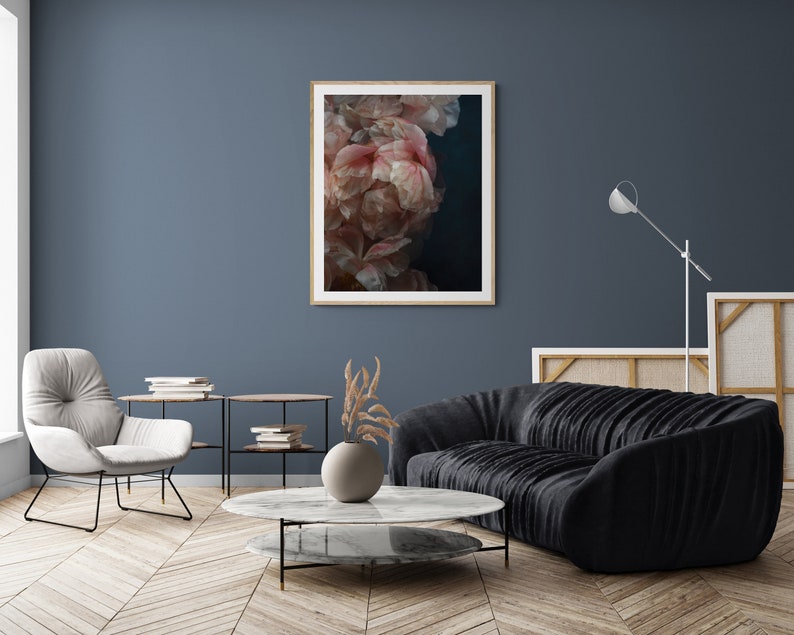 abstract floral art, coral peony print, dreamy wall art, peony photograph, botanical art print, art for bedroom, romantic wall art, image 2