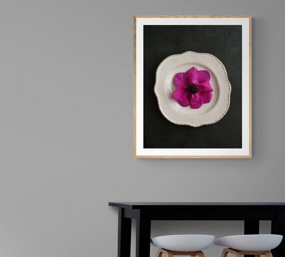 Dark kitchen art flower art print unframed art print floral | Etsy