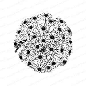 Black Eyed Susan Goldfinch SVG PNG Cut File Laser Engrave T-Shirt Design