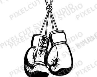 Boxing Gloves Hanging SVG PNG | Vintage Boxing Silhouette for Laser Engraving