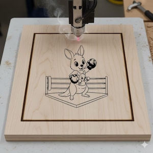 Cartoon Kangaroo Boxing Baby Vector Clipart (SVG)