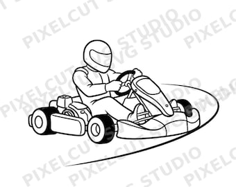 Silueta de piloto de kart en formato SVG y PNG para grabado láser