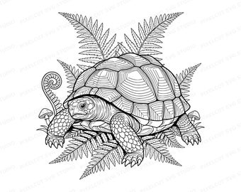 Neo-Traditional Turtle SVG, Intricate Line Art, Tattoo Flash Design (svg, png, pdf)