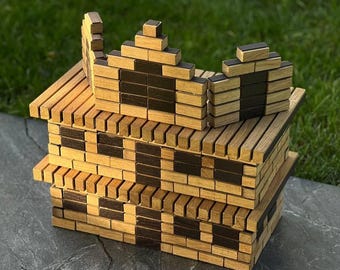 MagWood Classic 334 pcs | Wooden Magnetic Construction Set | Handmade Eco Building Blocks for Kids & Adults