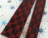 1950s Skinny Tie Necktie In Red And Black Rockabilly Mod Mid Century MCM Retro Kitsch Kitschy Office Suit