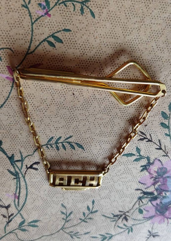 Vintage 1940s Tie Clip Bar By Swank With Chain An… - image 3