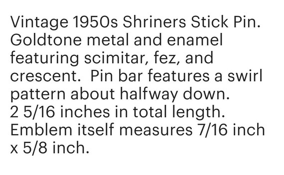 Vintage 1950s Masonic Shriners Lapel Stick Pin Fr… - image 5