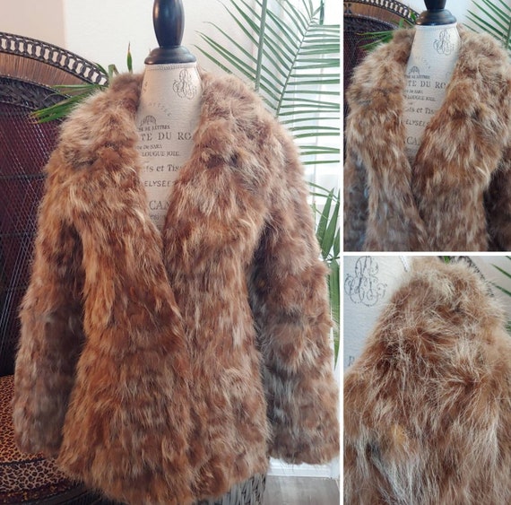 Vintage 1970s Raccoon Fur Dollybird Coat In Tan a… - image 1