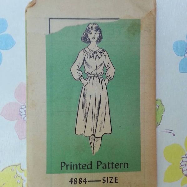 Vintage Workbasket Tie Neck Dress Pattern 4884 Size 18 Bust Waist Dolly Dollybird Retro Rockabilly Mod Secretary Chic Office Attire Large