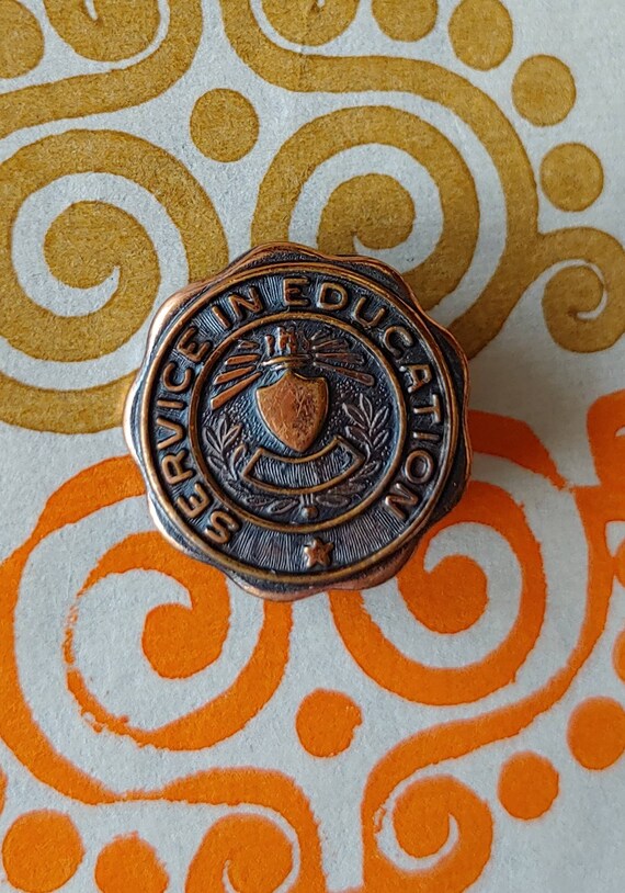 Vintage 1960s Service In Education Lapel Pin Badge