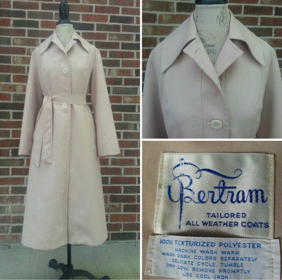 Vintage 1960s Trench Coat Pale Tan Cream Vanilla … - image 1