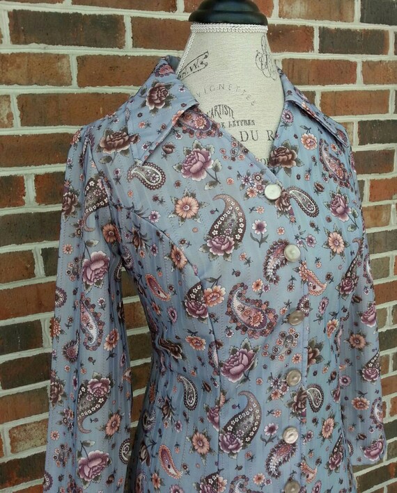 Vintage 1970s Paisley Print Dolly Dress Retro Dol… - image 2