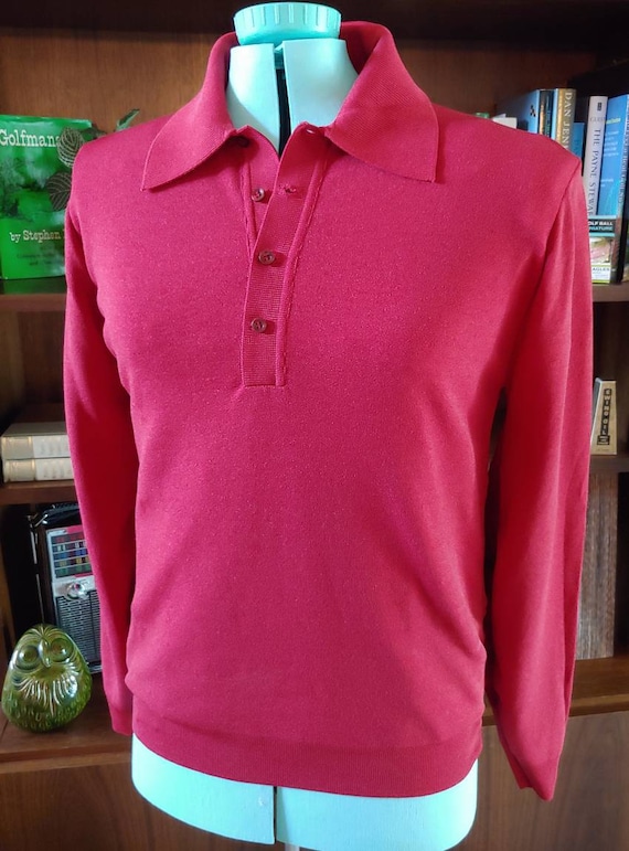 Vintage 1970s Andhurst Men's Long Sleeve Polo Lig… - image 2