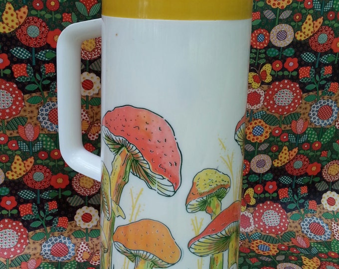 Vintage 1970s Aladdin Magic Mushroom Thermos Yellow Harvest Etsy