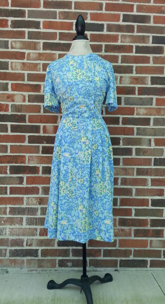 Vintage 1960s Asymmetric Bodice Dress With Pastel… - image 3