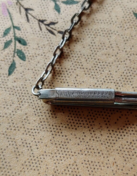 Vintage Tie Clip And Chain With Monogram Initial … - image 5