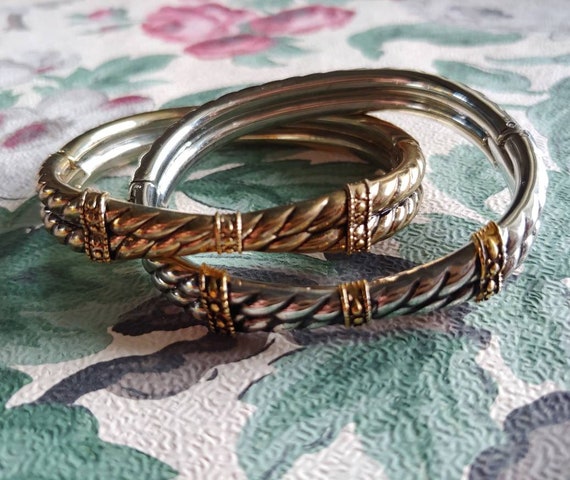 Vintage 1990s Set Of Two Rope Bangle Bracelets In… - image 1