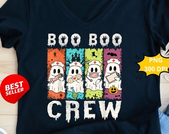 Boo Boo Crew PNG-Datei, Geisterkrankenschwester PNG, Lustige Krankenschwester PNG, Niedlicher Geist PNG, Halloween PNG, Pflege PNG, Gruseliges PNG, Sofort-Download
